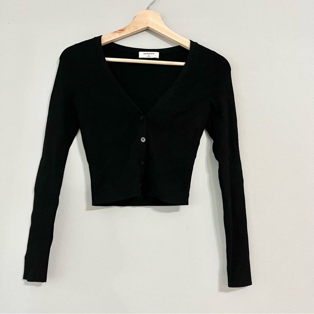 Babaton Aritzia Black Crop Cardigan
